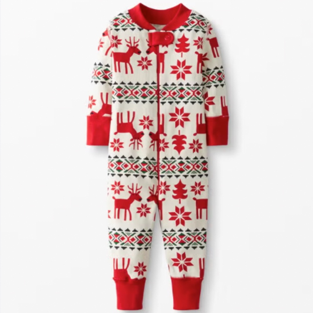 Hanna Andersson- Dear Deer reindeer family pajama onesie, 9-12 months